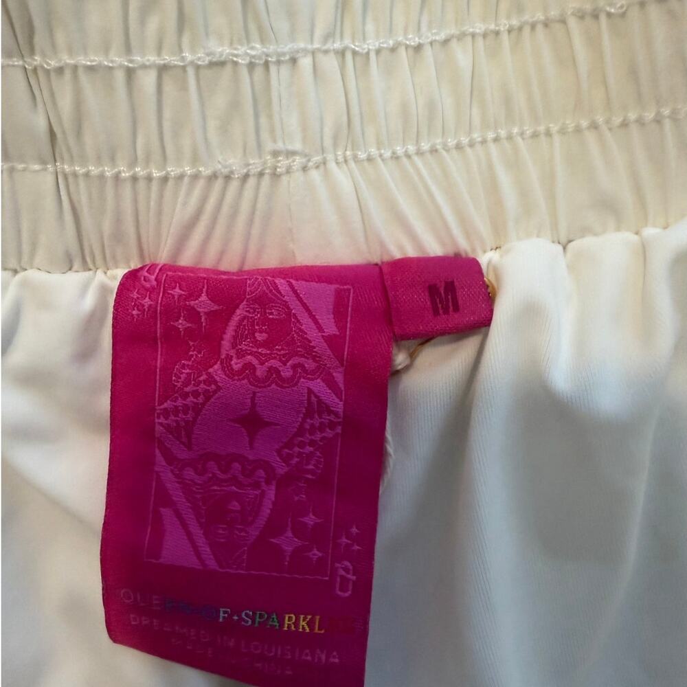 Queen of Sparkle Pickleball Sequin Athletic Running Shorts White Size Medium - Picture 3 of 10
